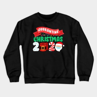 Santa's Wearing Facemask Candy Cane Lights Tree Merry Quarantine Christmas 2020 Crewneck Sweatshirt